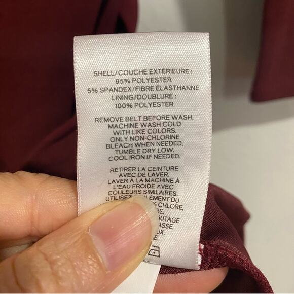 Express Burgundy Belted Midi Dress Sz XS NWT - Picture 8 of 13